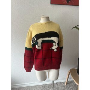 Vintage J.G. Hook 1985 Wool Cat Pullover Sweater